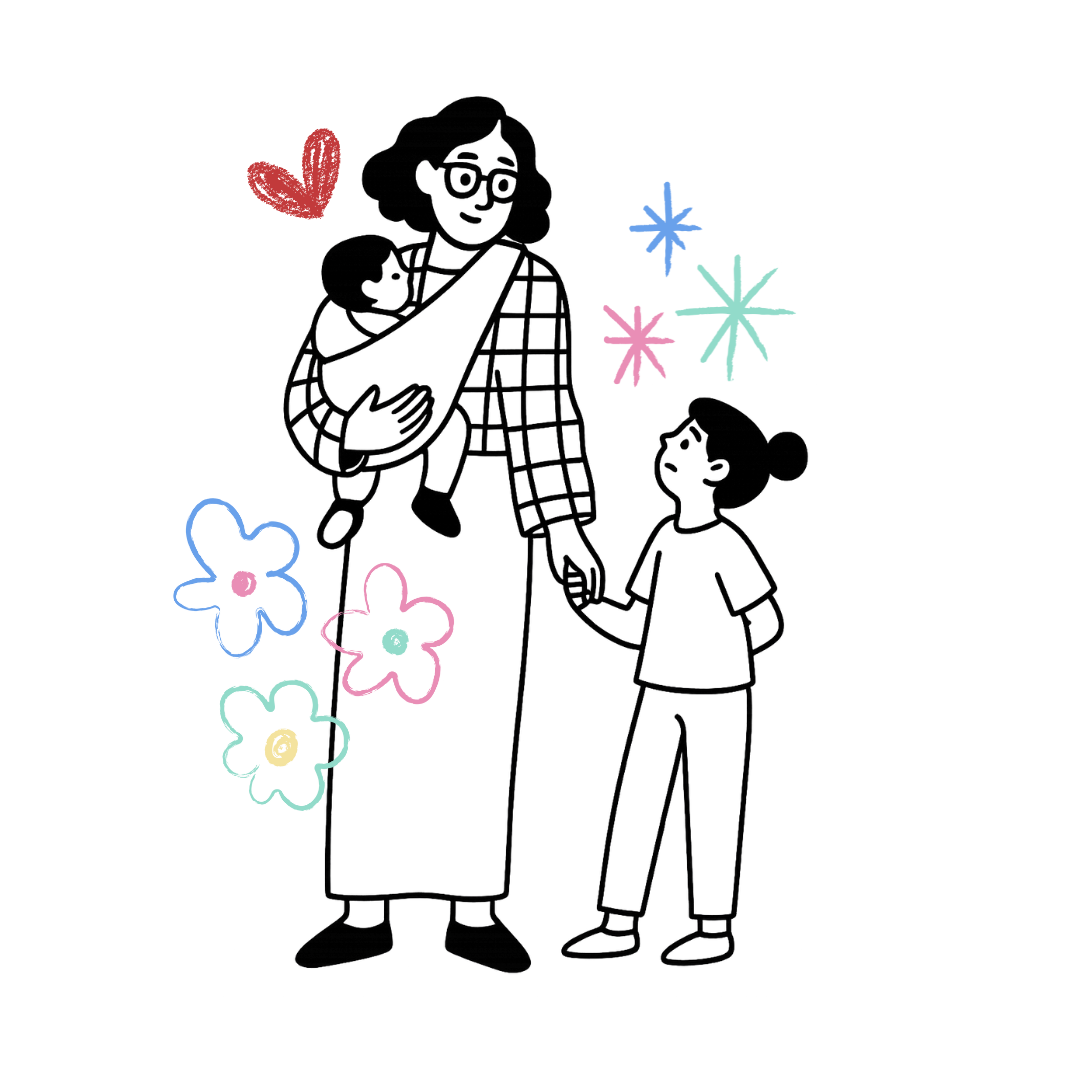 Mother and kids illustration